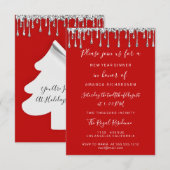 Kerstavond Feestdagen Silver Drift Red Kaart (Voorkant / Achterkant)