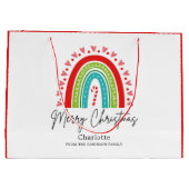 Kerstavond feestelijke regenboogsnoepriet groot cadeauzakje (Achterkant)