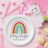 Kerstavond feestelijke regenboogsnoepriet papieren bordje (Feest)