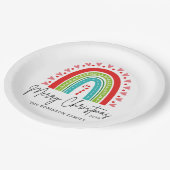 Kerstavond feestelijke regenboogsnoepriet papieren bordje (Gekanteld)