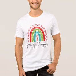 Kerstavond feestelijke regenboogsnoepriet Tri-Blend shirt