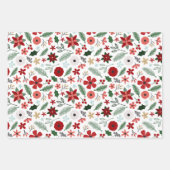 Kerstavond Floral Red Green Berries Inpakpapier Vel (Voorkant 2)