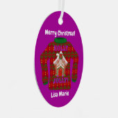 Kerstavond Gepersonaliseerd Metalen Ornament (Voorkant Rechts)