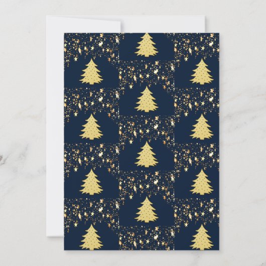 Kerstavond Gold Stars Treep Deep Blue Kaart (Achterkant)