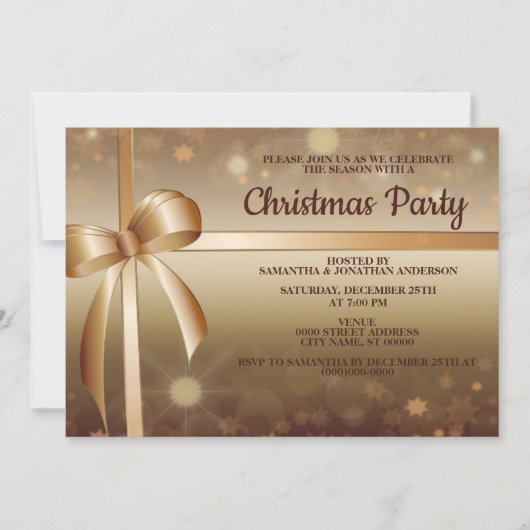 Kerstavond Golden Elegant Stylish Beauful Party Kaart (Voorkant)