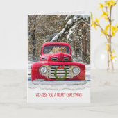 Kerstavond Golden Retrievers in de rode retro truc Kaart (Gele Bloem)