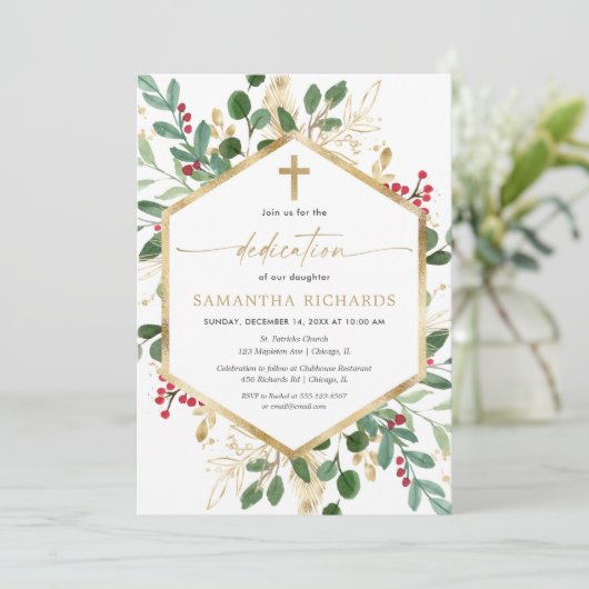 Kerstavond gouden heiligen toewijding met kerstavo kaart (Staand voorkant)