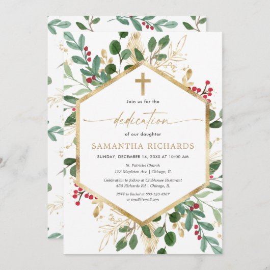 Kerstavond gouden heiligen toewijding met kerstavo kaart (Voorkant / Achterkant)