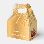 Kerstavond goudglitter drip rode slee bedankdoosjes (Achterkant)