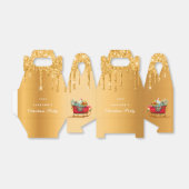 Kerstavond goudglitter drip rode slee bedankdoosjes (Uitgevouwen)