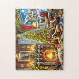 Kerstavond Goudharige Retriever Knus Haardvuur Legpuzzel