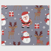 Kerstavond Grijs/Santa Snowman Wrapping Pape Cadeaupapier (Vlak)