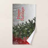 Kerstavond Groene Boom Rode Zilveren Snowflakes Bad Handdoek (Handdoek)
