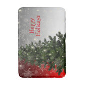 Kerstavond Groene Boom Rode Zilveren Snowflakes Badmat (Voorkant Verticaal)