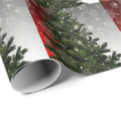 Kerstavond Groene Boom Rode Zilveren Snowflakes Cadeaupapier (Rol Hoek)