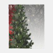 Kerstavond Groene Boom Rode Zilveren Snowflakes Fleece Deken (Voorkant)