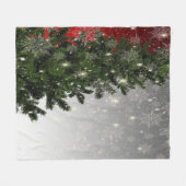 Kerstavond Groene Boom Rode Zilveren Snowflakes Fleece Deken (Voorkant (Horizontaal))