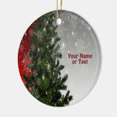 Kerstavond Groene Boom Rode Zilveren Snowflakes Keramisch Ornament (Links)