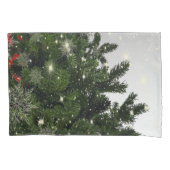 Kerstavond Groene Boom Rode Zilveren Snowflakes Kussensloop (Voorkant)