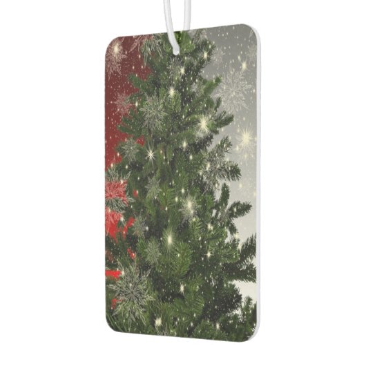 Kerstavond Groene Boom Rode Zilveren Snowflakes Luchtverfrisser (Links)