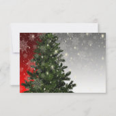 Kerstavond Groene Boom Rode Zilveren Snowflakes RSVP Kaartje (Achterkant)
