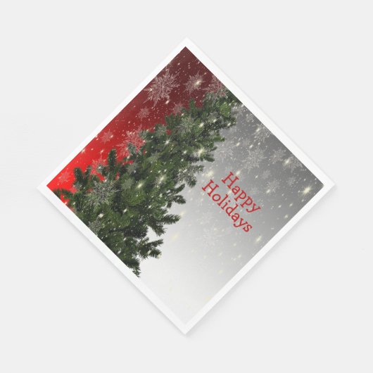 Kerstavond Groene Boom Rode Zilveren Snowflakes Servet (Hoek)