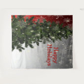 Kerstavond Groene Boom Rode Zilveren Snowflakes Wandkleed (Voorkant (horizontaal))