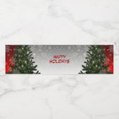 Kerstavond Groene Boom Rode Zilveren Snowflakes Waterfles Etiket (Enkel label)