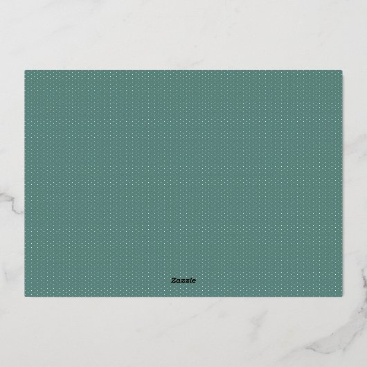 Kerstavond groene gouden eenfotofamilie folie feestdagenkaart (Achterkant)