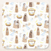 Kerstavond Heilig Religieus Square Paper Coaste Kartonnen Onderzetters (Voorkant)