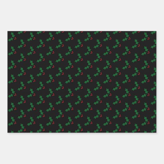 Kerstavond, Holly en Witte en Rode Stippen Inpakpapier Vel (Voorkant 2)