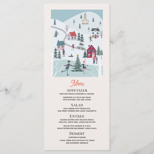 Kerstavond Ice Skateay Dinner Party Menu (Voorkant)