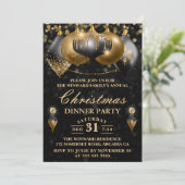 Kerstavond in Black & Gold Baubles Kaart (Staand voorkant)