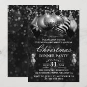 Kerstavond in Black & Silver Baubles Kaart (Voorkant / Achterkant)