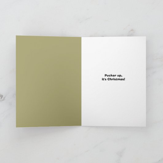 Kerstavond in Bow Stropdas onder Mistletoe Feestdagen Kaart (Binnen)