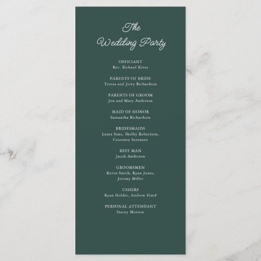 Kerstavond in Burgundy en White Poinsettia Programmakaart (Achterkant)