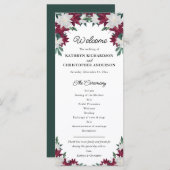 Kerstavond in Burgundy en White Poinsettia Programmakaart (Voorkant / Achterkant)