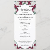 Kerstavond in Burgundy en White Poinsettia Programmakaart (Voorkant)