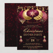 Kerstavond in Burgundy & Gold Baubles Kaart (Voorkant / Achterkant)