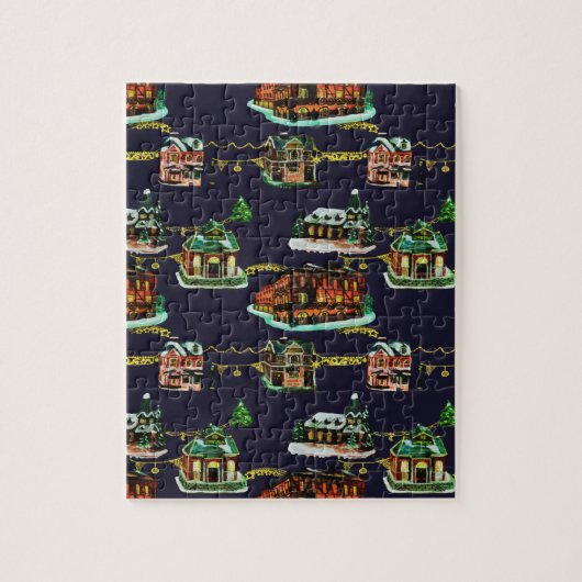 Kerstavond in de binnenhuisstructuur legpuzzel (Verticaal)