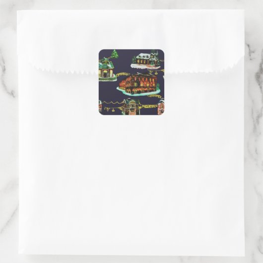 Kerstavond in de binnenhuisstructuur vierkante sticker (Tas)