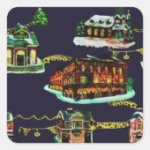 Kerstavond in de binnenhuisstructuur vierkante sticker (Voorkant)