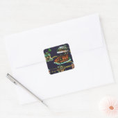 Kerstavond in de binnenhuisstructuur vierkante sticker (Envelop)