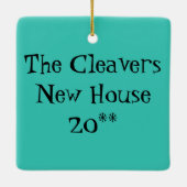 Kerstavond in de Cartoon van het Huis Keramisch Ornament (Achterkant)