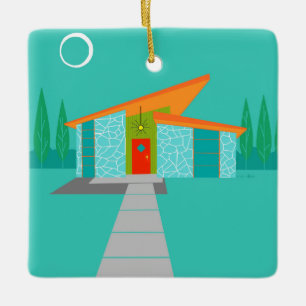 Kerstavond in de Cartoon van het Huis Keramisch Ornament