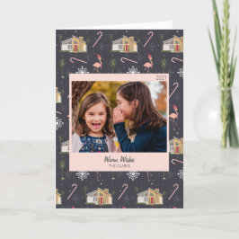 Kerstavond in de Middeleeuwse Kerstak Feestdagen Kaart