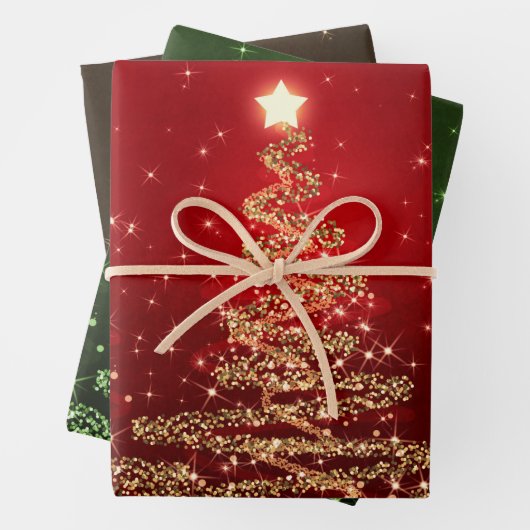 Kerstavond in de Rood en Glitter Inpakpapier Vel (In situ)