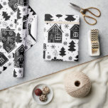 Kerstavond in de Zwarte Boom Kunst Cadeaupapier<br><div class="desc">CREËER UW EIGEN PRODUCTEN Voeg je eigen logo,  foto,  grafisch afbeelding of tekst toe aan de producten die je koopt zoals het is! U kunt verandering verwijderen en achtergrondkleuren aanpassen.</div>