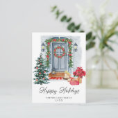 Kerstavond in feestland feestdagenkaart (Staand voorkant)