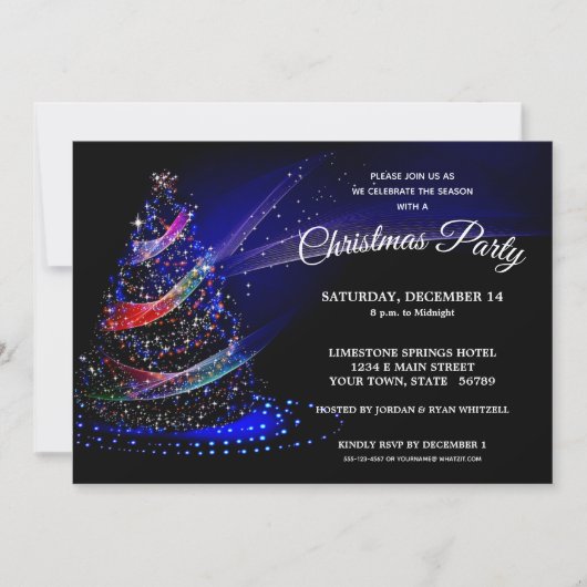 Kerstavond in Glittery, marine Starry Holiday Part Kaart (Voorkant)